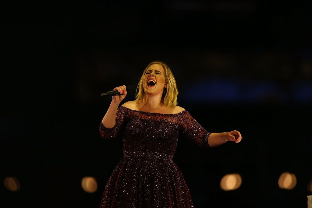 A photo of Adele performing in Perth, Australia, for representational purpose.