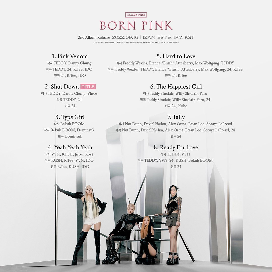 The Tracklist For BLACKPINK's New Album ‘Born Pink’ Has Been Released