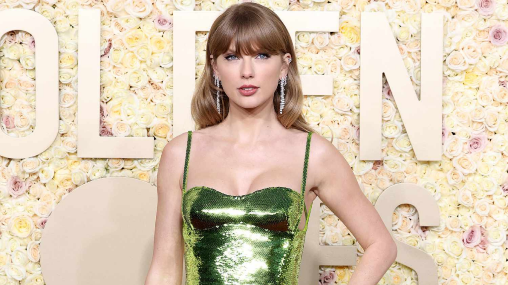 Taylor Swift Stuns in Green Gown on The Golden Globes Red Carpet HOME