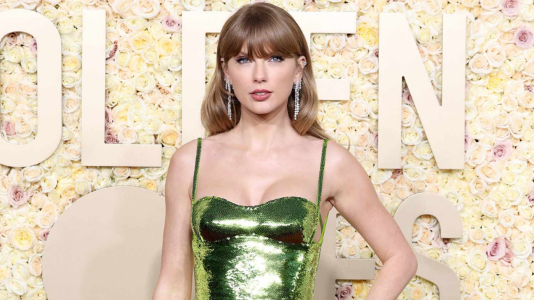 Taylor Swift Stuns in Green Gown on The Golden Globes Red Carpet - HOME