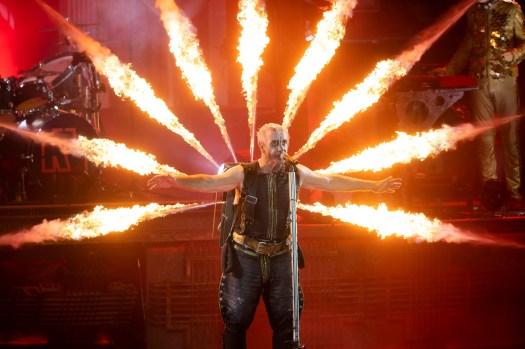 Rammstein performing on stage