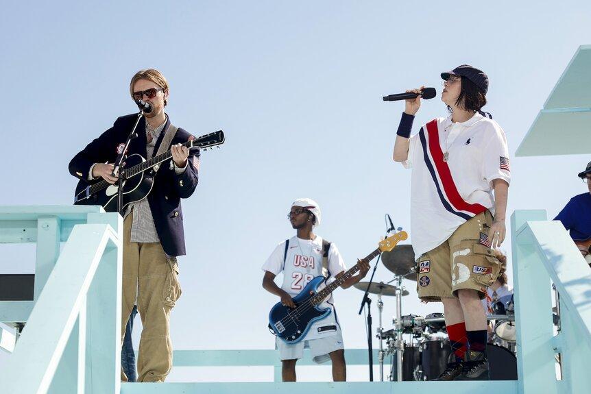 Billie Eilish performing at Paris Olympics Closing Ceremony